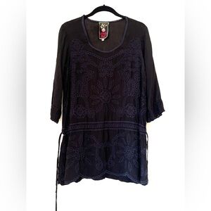 Johnny Was *Size Small* Embroidered Black Cupra Rayon Blouse Tunic